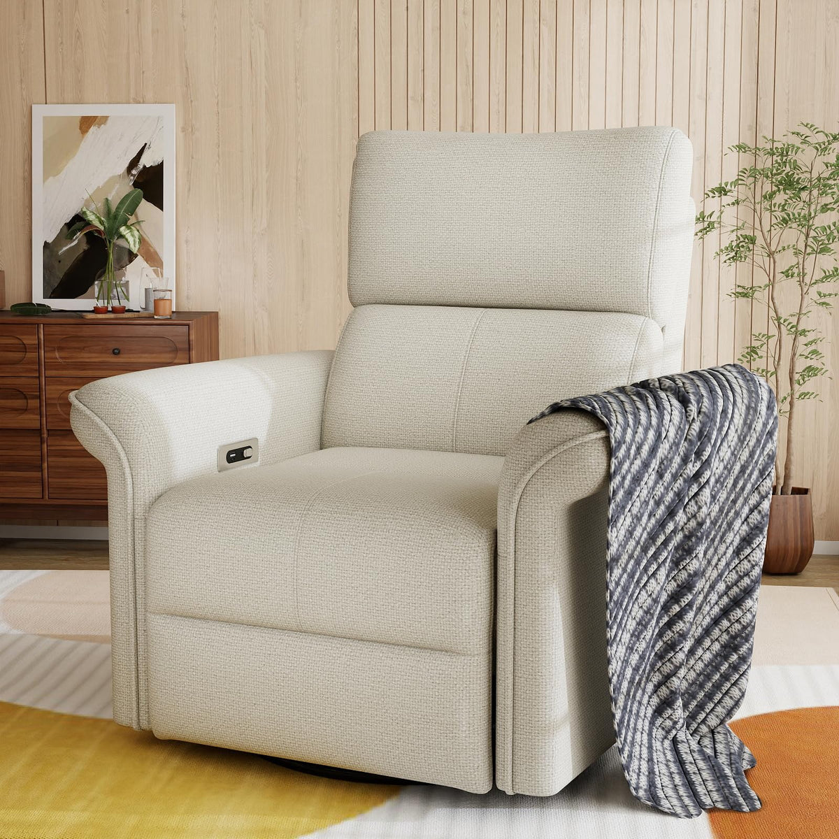 Fabric Light Gray Swivel Rocker Recliner Chair R928757