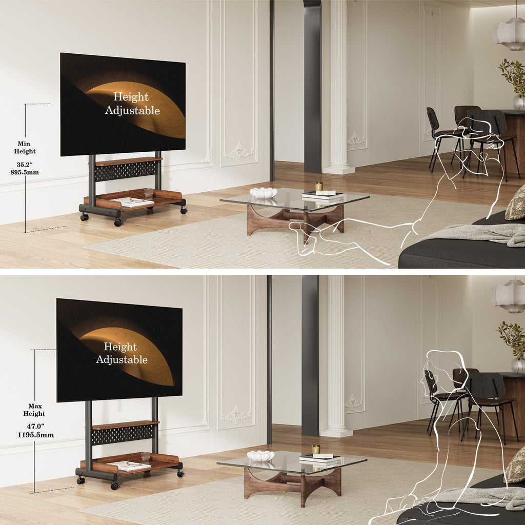 Rolling TV Stand Mount with Wooden Shelf R196087