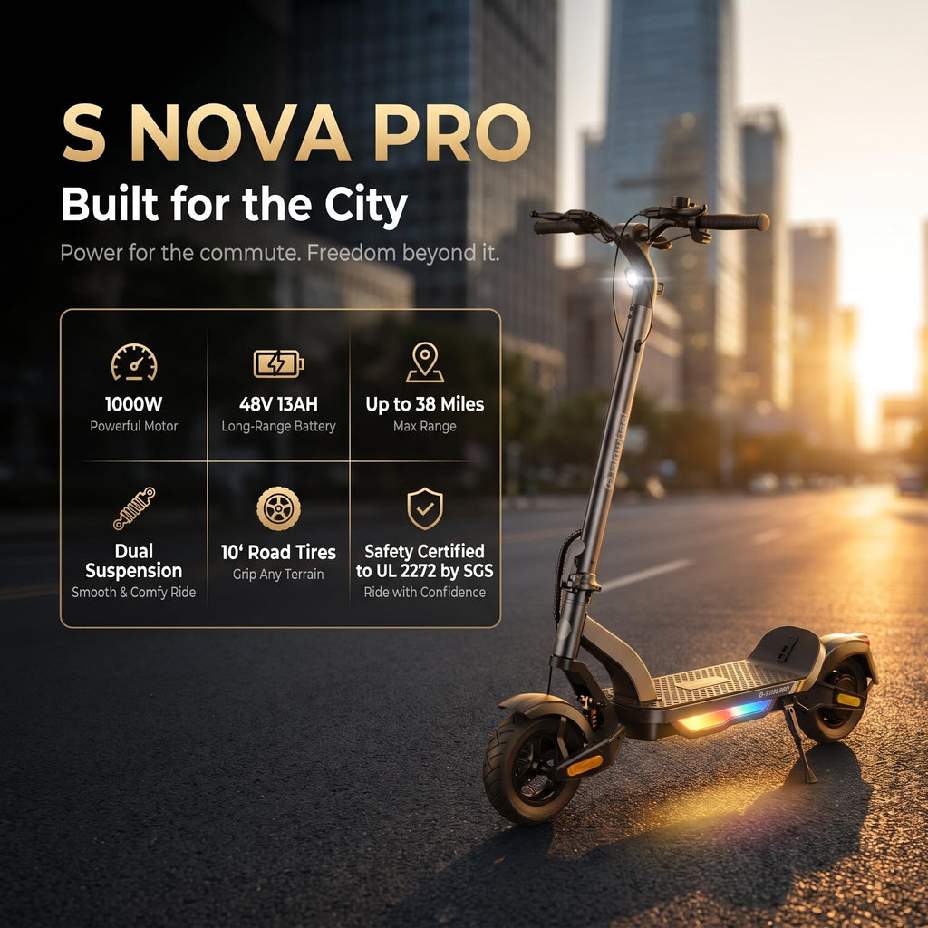 Electric Scooter, 28 MPH, 1000W, 38-Mile Range N494