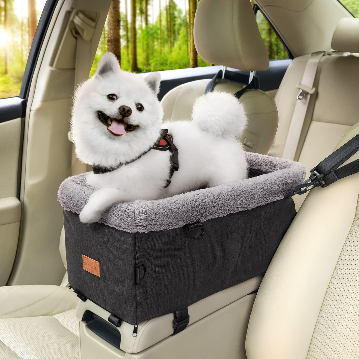 Center Console Dog Car Seat for Small Dogs up to 9 lbs, Grey H6506