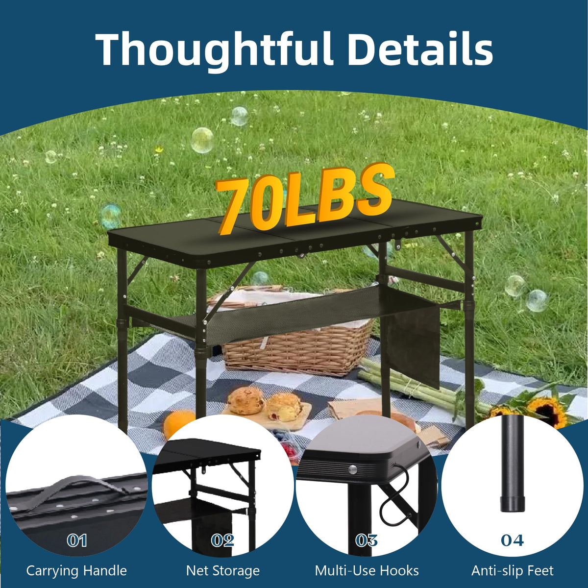 3 ft Folding Camping Table Y4275