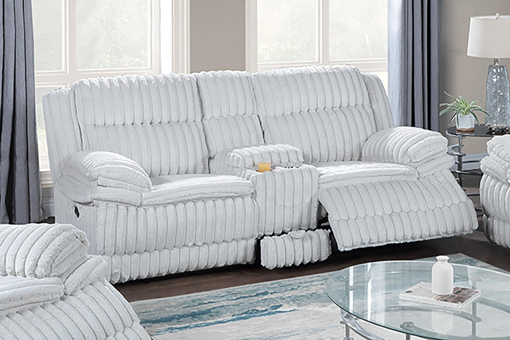 Light Gray Corduroy Manual Motion Loveseat V38866