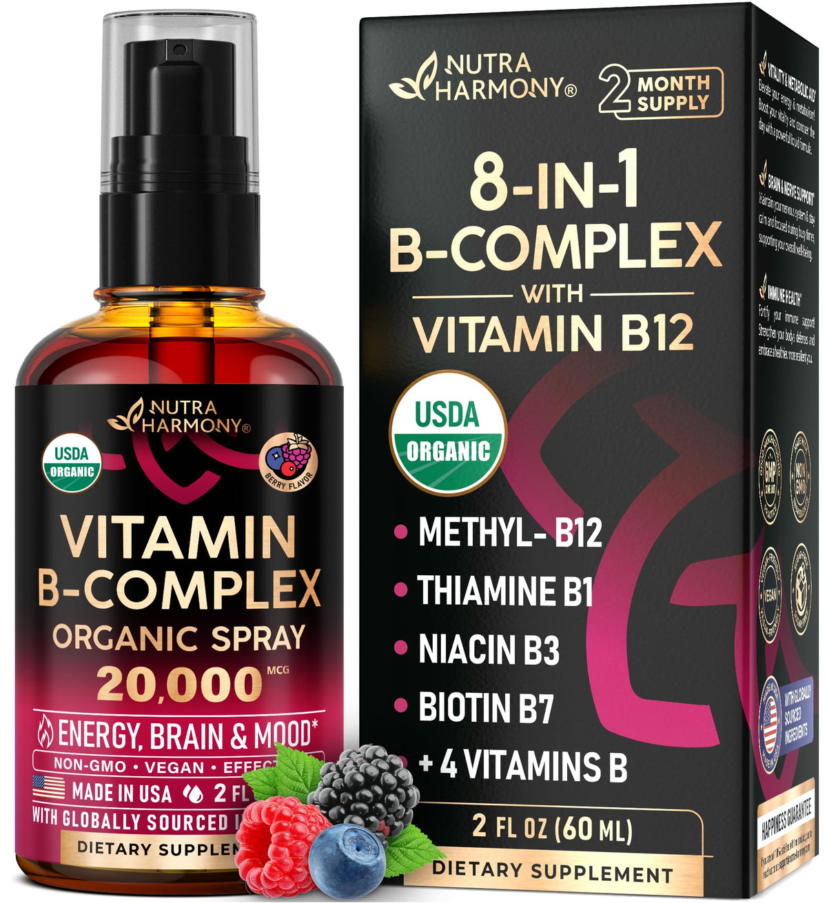USDA Organic Vitamin B-Complex 20000mcg 2Oz J737