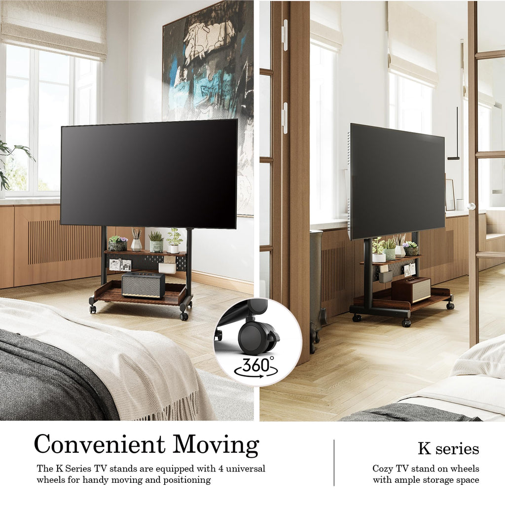 Rolling TV Stand Mount with Wooden Shelf R196087