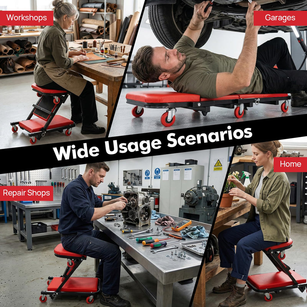 40" Foldable Rolling Creeper Seat 450lbs Z964