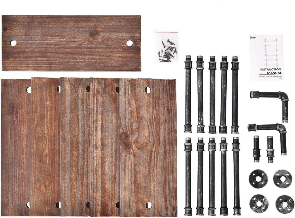 Industrial Pipe Rustic Wood Bookshelf A18134