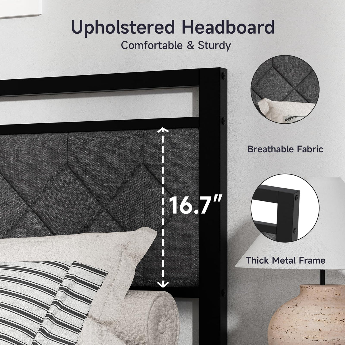 Full Size Upholstered Bed Frame Grey T42605