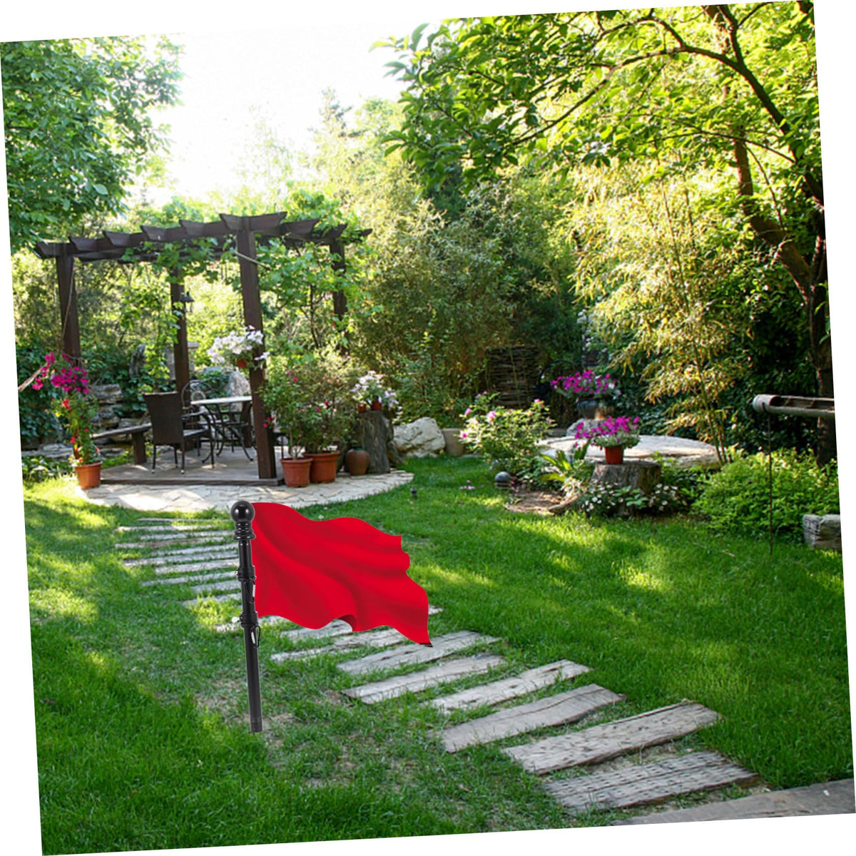 Black Stainless Steel Rotating Flagpole Holder Set I105