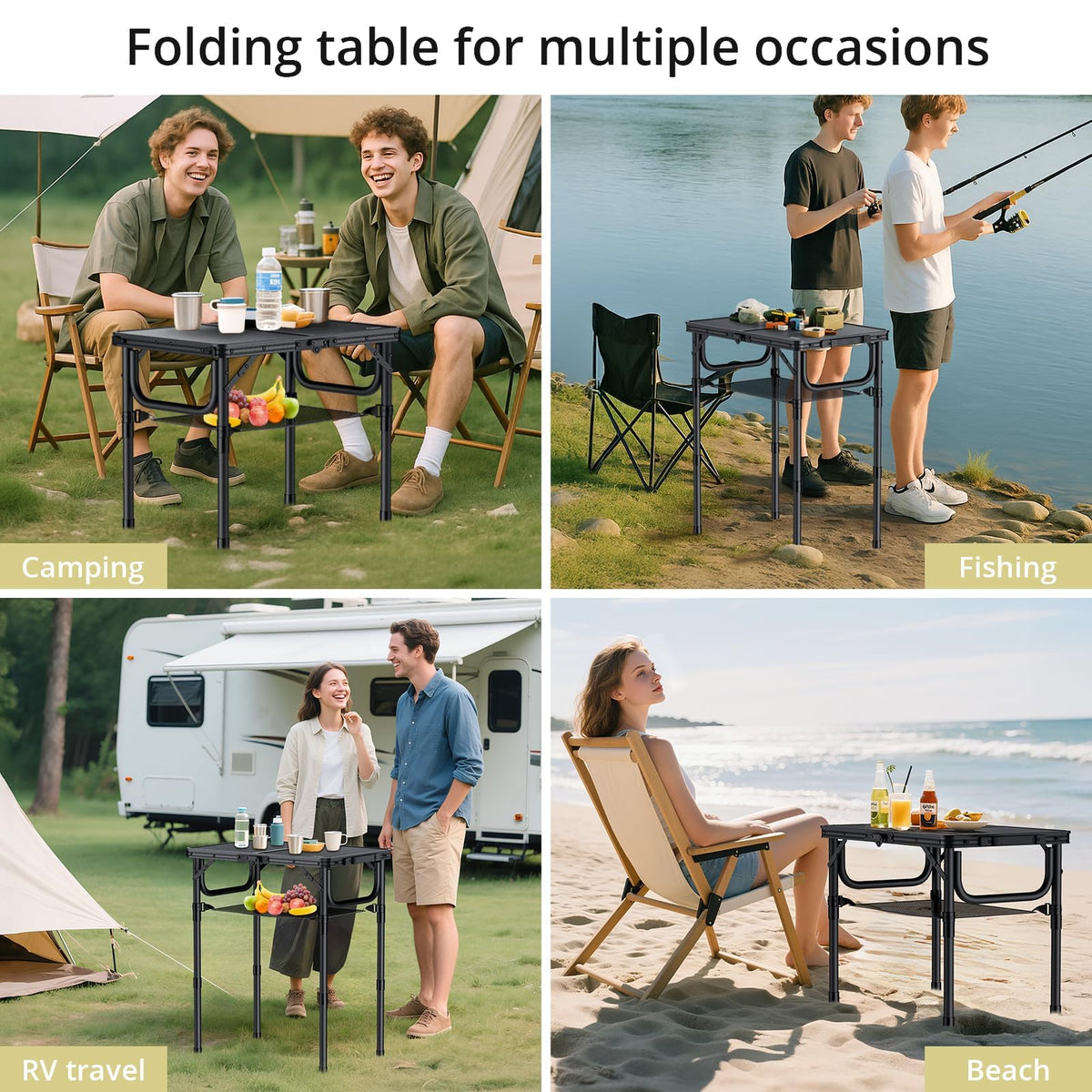 24"X 16" Adjustable Height Folding Camping Table Z259