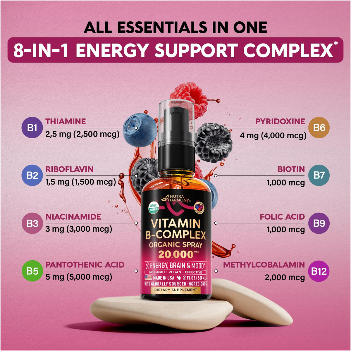 USDA Organic Vitamin B-Complex 20000mcg 2Oz J737
