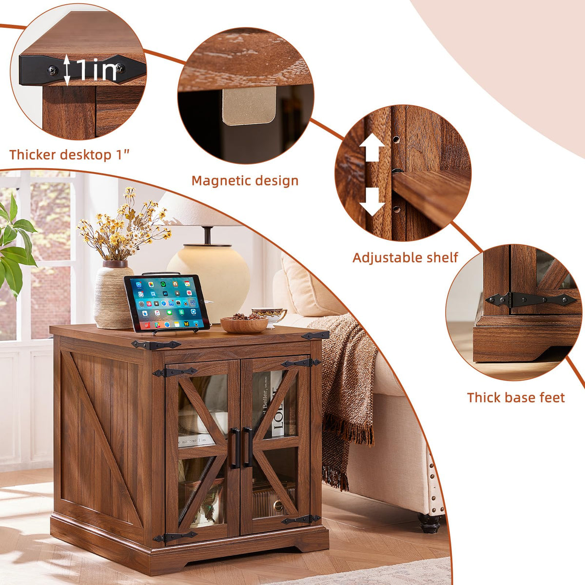 24'' End Table Set 2 with Charger D724