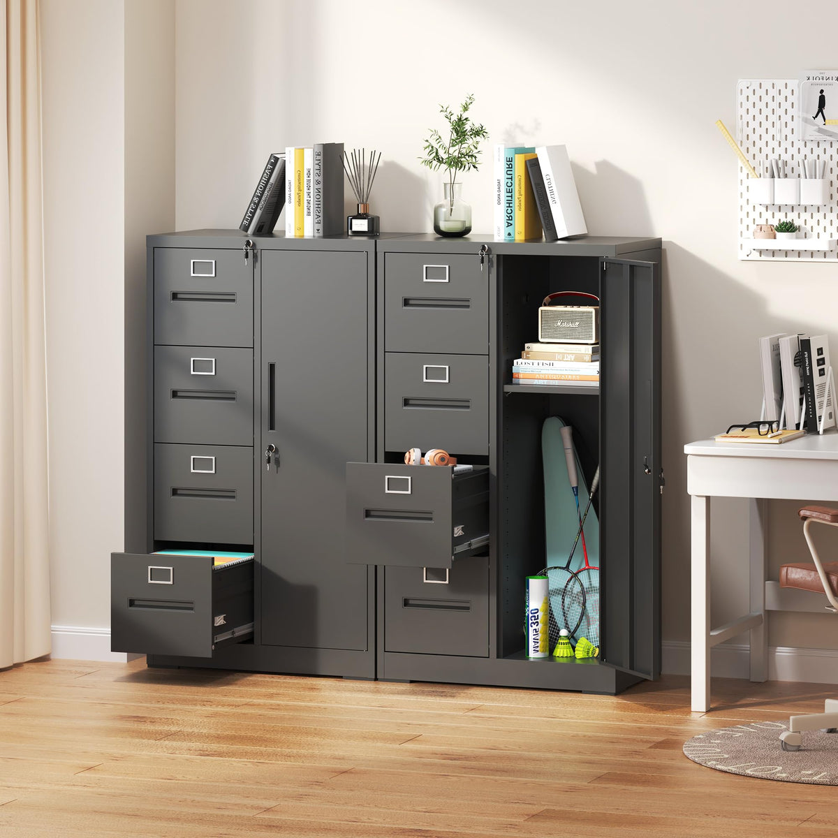 4 Drawer Metal File Cabinet with Lock W541849