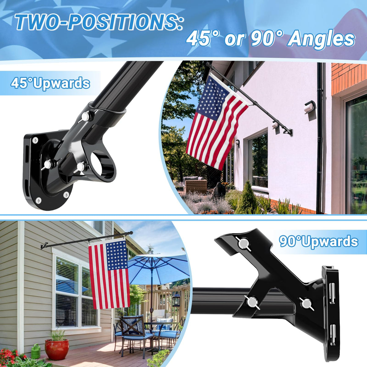 Heavy Duty Aluminum Alloy Wall Mount Flag Pole Holder B1013
