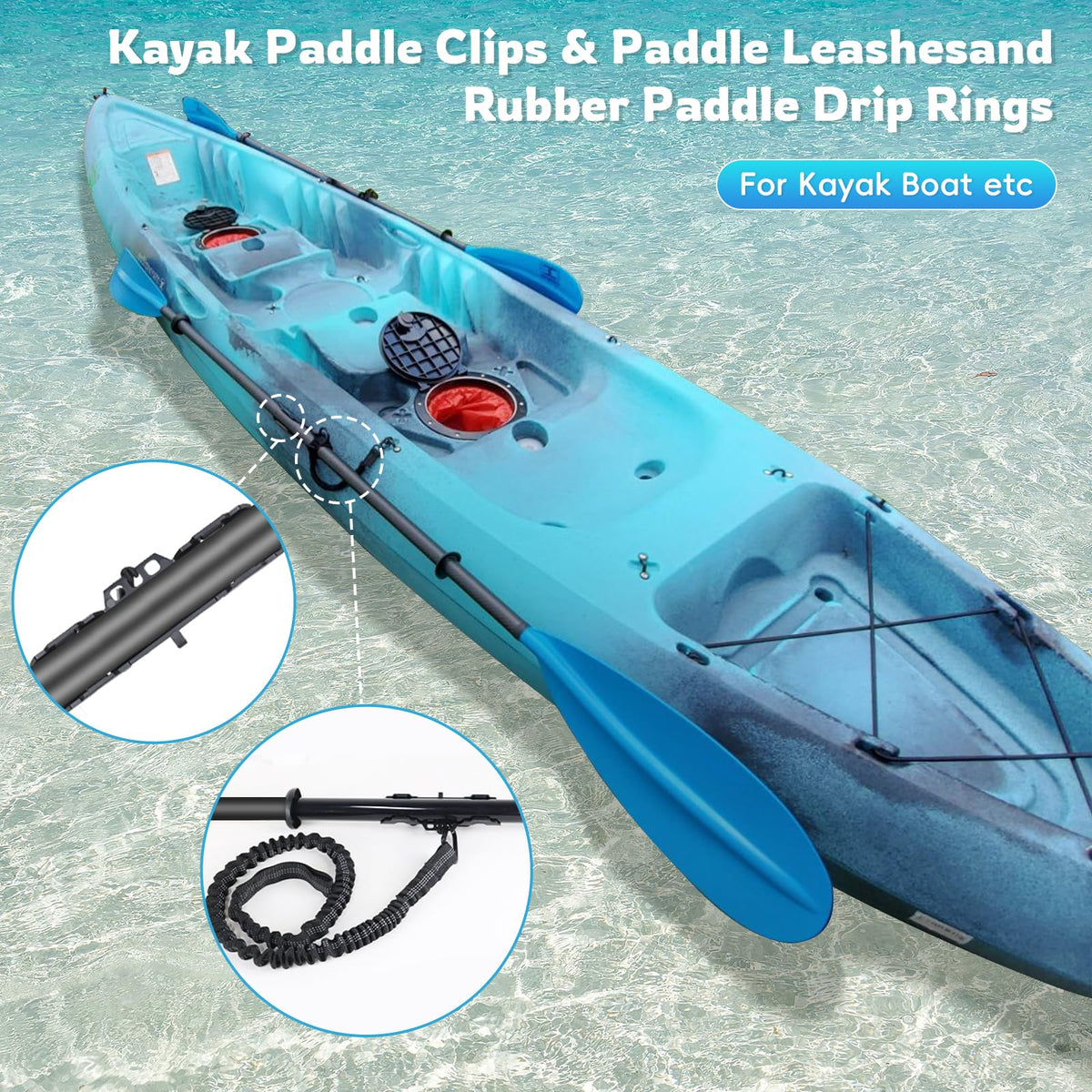 2PCS Kayak Paddle Holder with Leashes & Locking Kits M6000