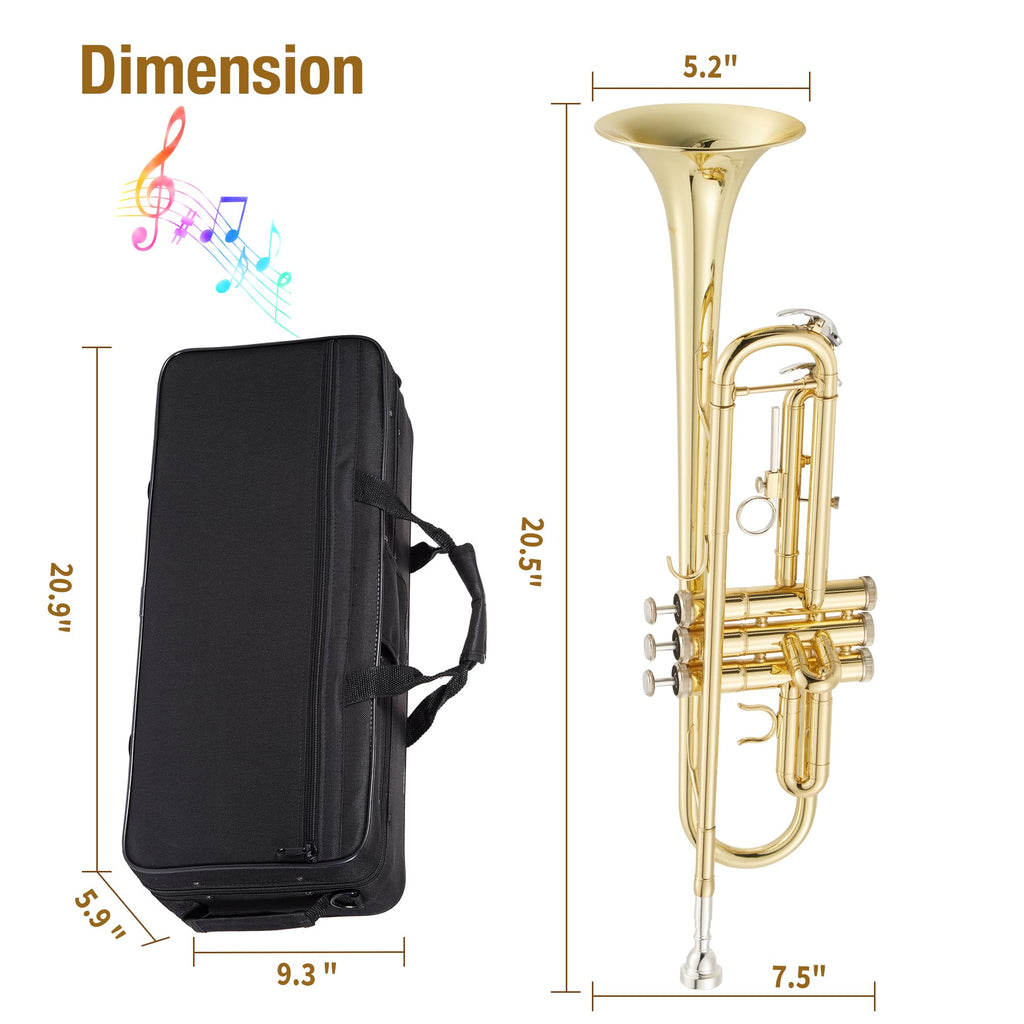 Bb Trumpet with Case Mouthpiece Gloves Cleaning Kit and Polish Cloth M277918