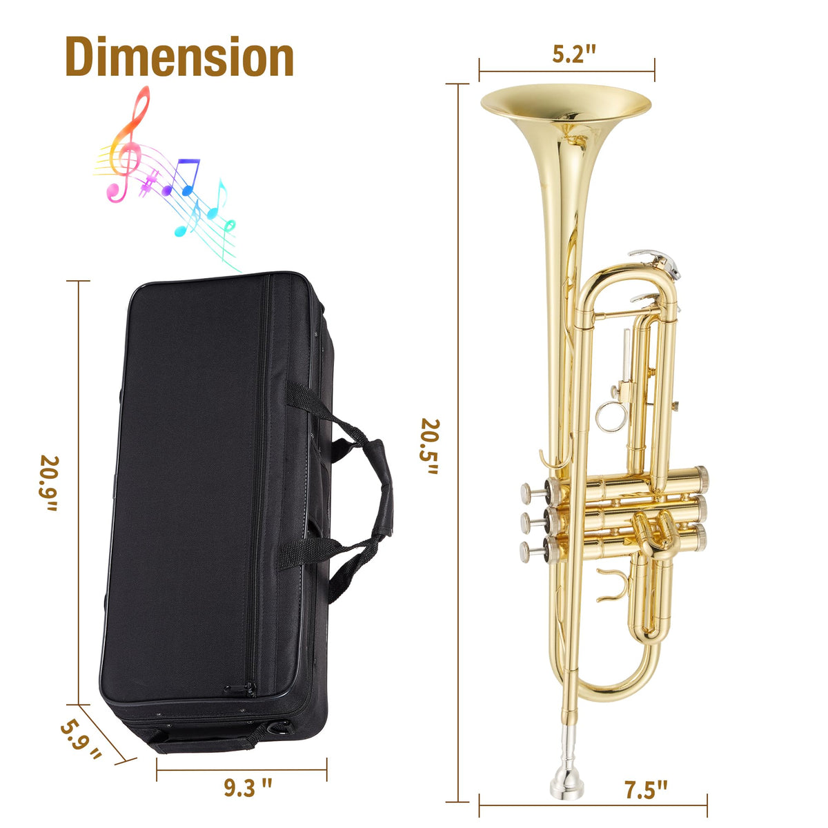 Bb Trumpet with Case Mouthpiece Gloves Cleaning Kit and Polish Cloth M277918