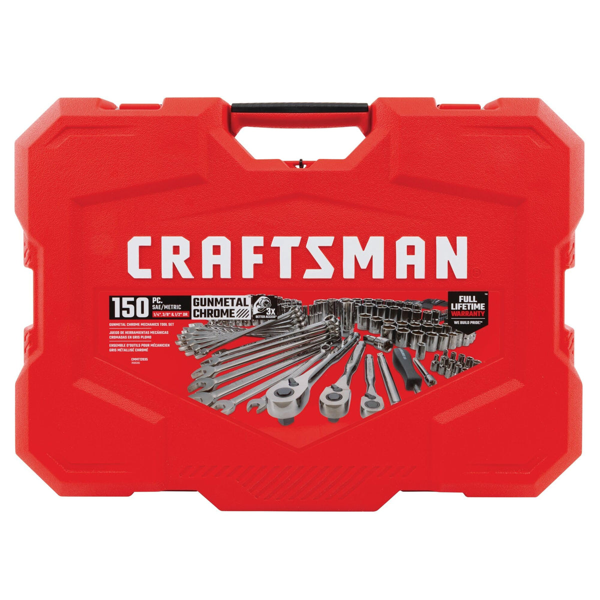 1/4" & 3/8" & 1/2" Drive SAE/Metric 150 Piece Mechanics Tool Set Q8447