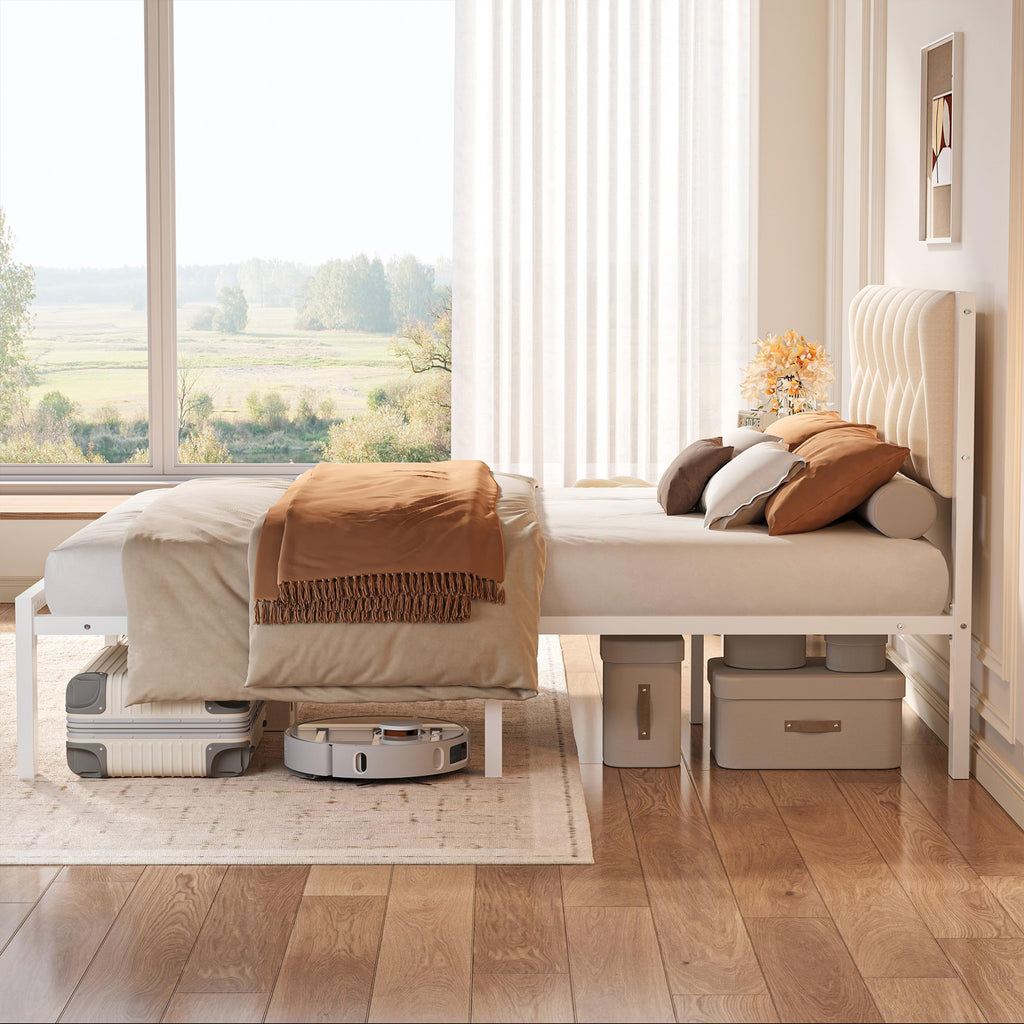Full Size Upholstered Bed Frame with Tufted Headboard V16212