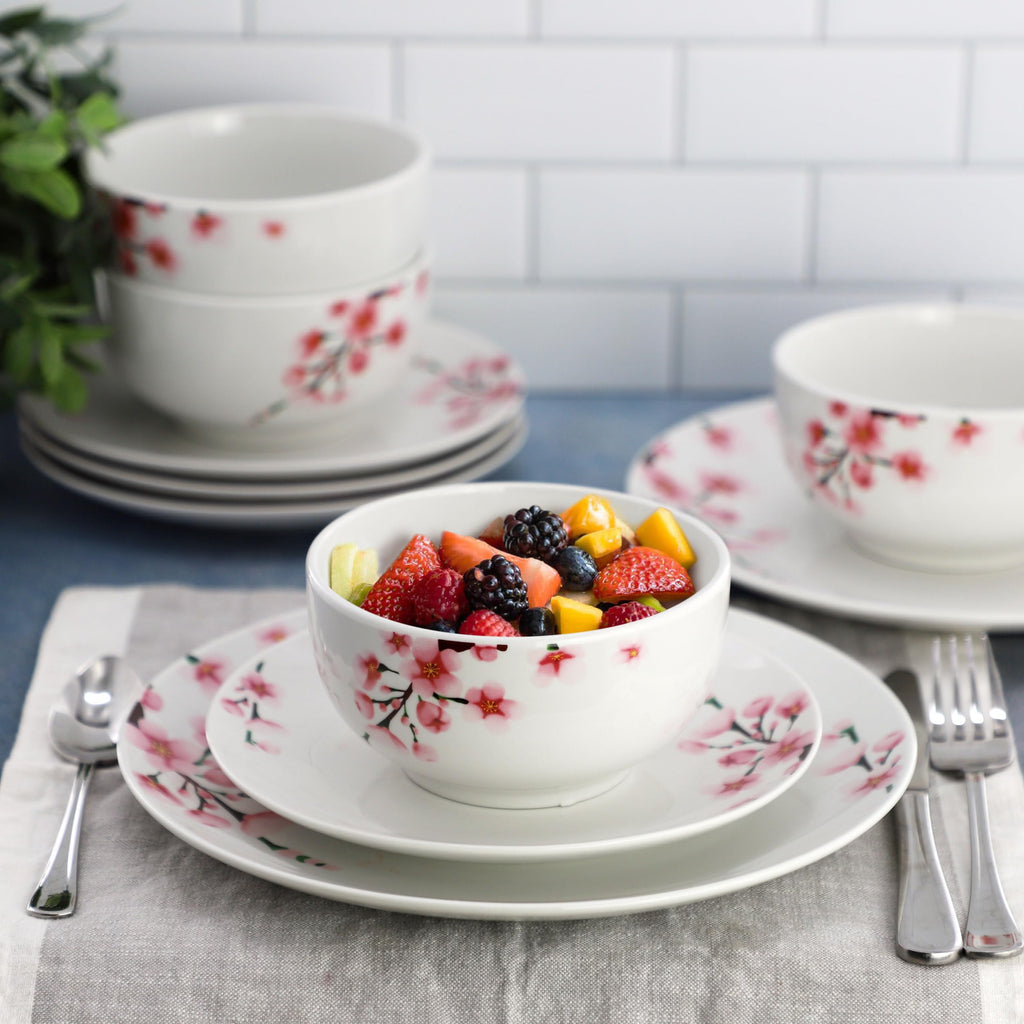 12 Piece Porcelain Dinnerware Set, Service for 4 F388