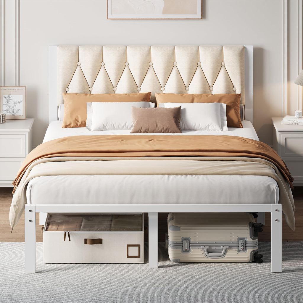 Full Size Upholstered Bed Frame with Tufted Headboard V16212