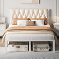 Full Size Upholstered Bed Frame with Tufted Headboard V16212