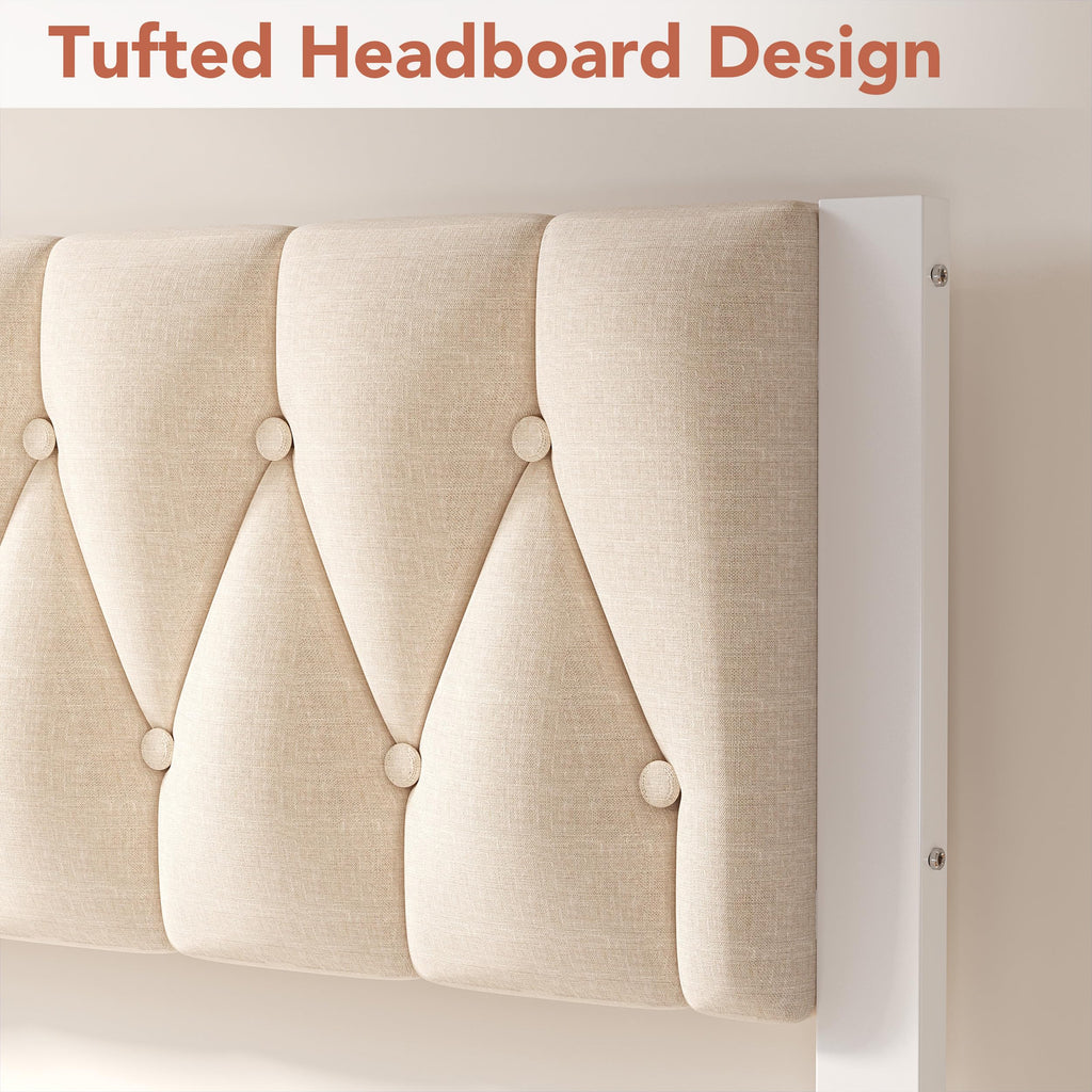 Full Size Upholstered Bed Frame with Tufted Headboard V16212