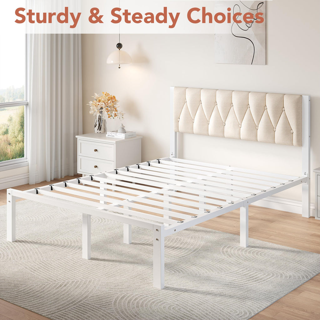 Full Size Upholstered Bed Frame with Tufted Headboard V16212