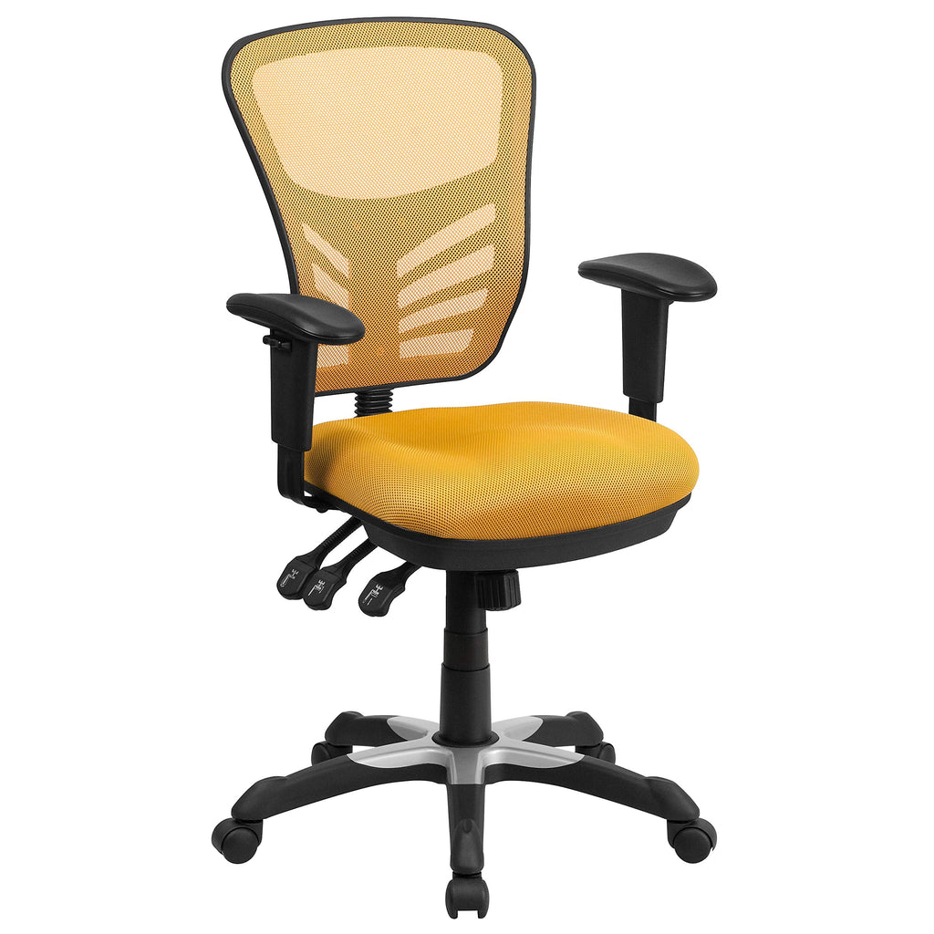 Yellow-Orange Mesh Ergonomic Office Chair with Adjustable Arms Y8005