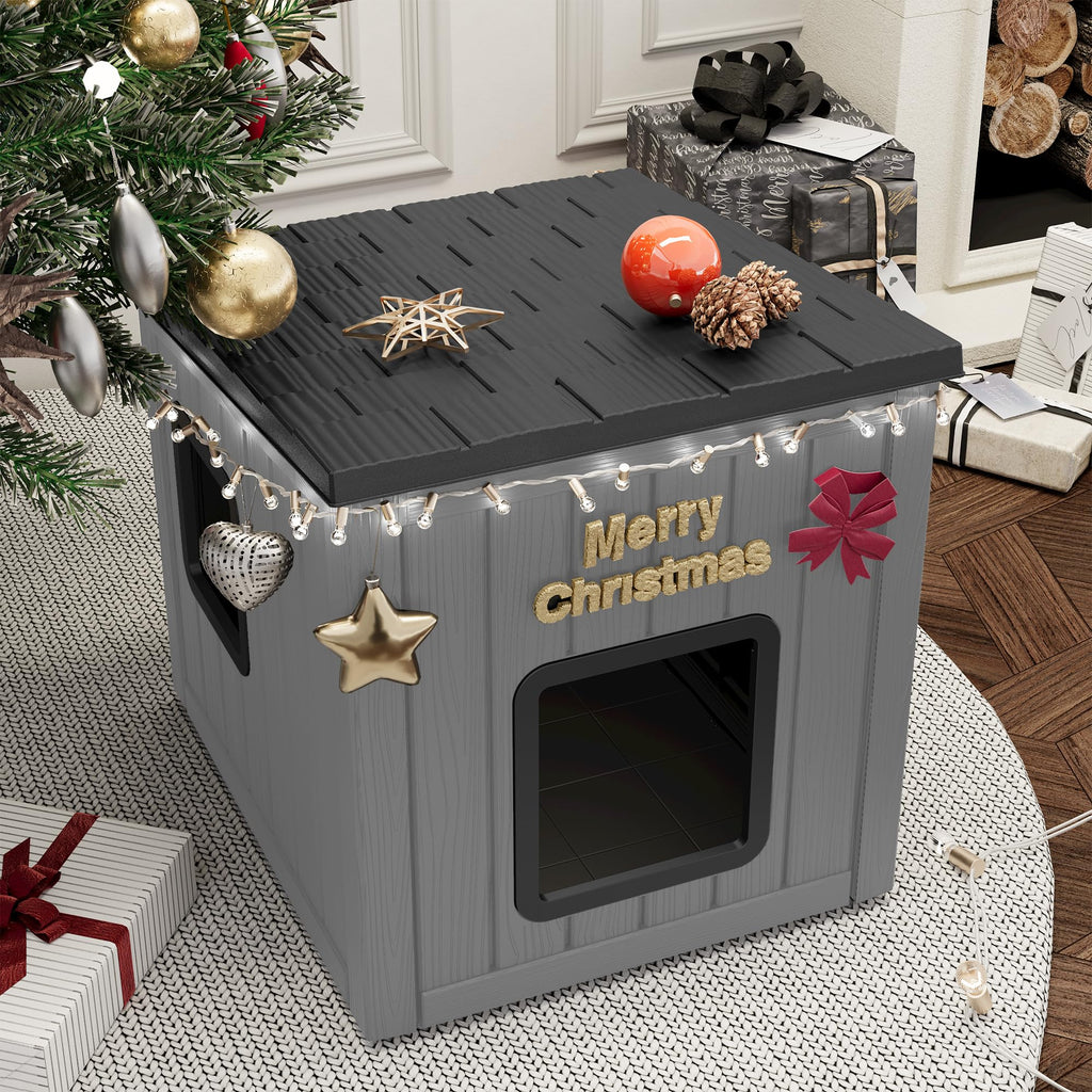Weatherproof PP Plastic Dog House with Sloped Roof Y751442
