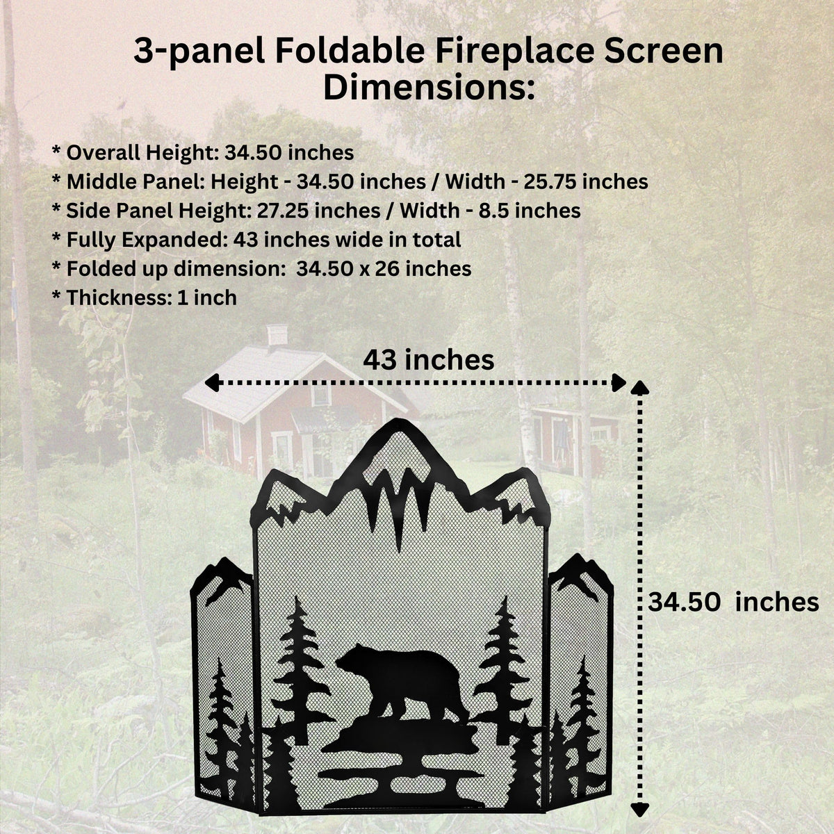 3-Panel Fireplace Screen U36213
