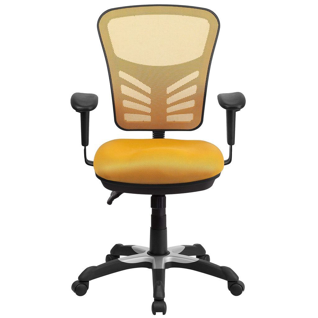 Yellow-Orange Mesh Ergonomic Office Chair with Adjustable Arms Y8005