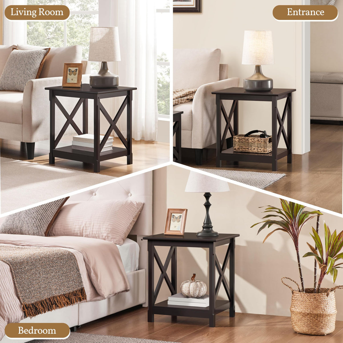 Espresso 20 x 18 Inch End Table Set of 2 W860031