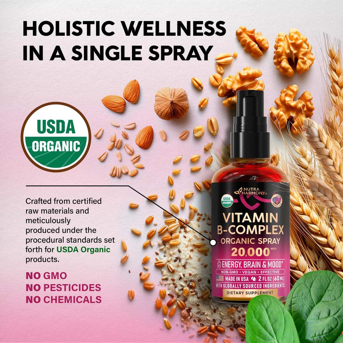 USDA Organic Vitamin B-Complex 20000mcg 2Oz J737